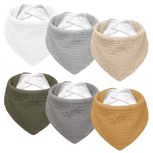 lot 6272402 image: Susurration Muslin Baby Drool Bibs 6Pack Soft Triangular Adjustable Baby Bandana Bibs for Unisex Girls & Boys (Basic)