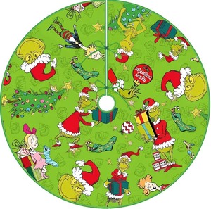 lot 6272412 image: H Yaou Christmas Green Tree Skirt 48 Inch Merry Christmas Elf Xmas Tree Skirt Mat for Holiday Party Indoor Outdoor 6-7.5Ft Christmas Tree Decoration