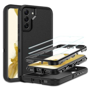 lot 6272413 image: Jshru for Samsung Galaxy S22 Plus Case with 2 Pack HD Screen Protector, Military-Grade Shockproof DustDrop Proof 3-Layer Full Body Protection Heavy Duty Case for Galaxy S22 Plus, Black