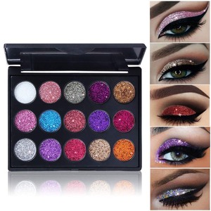 lot 6272416 image: evpct 15 Colors Shimmer Glitter Sparkle Glittery Eyeshadow Makeup Palette Pallet Glitter for Girls,Pink Silver Red Rose Green Sparkling Sparkly Glitter Gel Pigment Eyeshadow Face Paint Makeup Palette