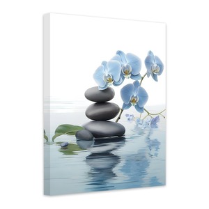 lot 6272419 image: CCWACPP Zen Wall Art Spa Stone and Elegant Blue Orchid Flower on the Water Picture Canvas Prints Artwork Relax Zen Spa Meditation Room Decor (12x18inch)