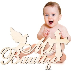 lot 6272420 image: Mi Bautizo Letter Sign Glitter Wooden Wall Hanging Baby Shower Decor First Communion Accessories for Baby Shower Supplies Gender Reveal Backdrop Baby Party Christmas Gift Ornaments (White,16 x 8)