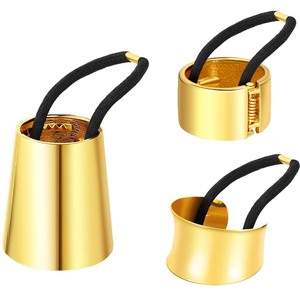 lot 6272424 image: Yaomiao 3 Pieces Metal Circle Hair Cuff Elastic Hair Band Hair Ties Ponytail Holder Hair Rope Accessory for Women Girls, 3 Styles (Gold)