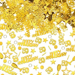 lot 6272426 image: 3000 Pieces 50th Anniversary Confetti, 50th Wedding Anniversary Decorations, Glitter Gold Table Confetti for Anniversary Birthday Party Supplies