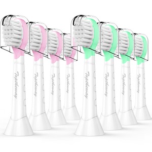 lot 6272431 image: Toptheway Kids Toothbrush Heads for Philips Sonicare Soft Electric Replacement Brush Compatible with Phillips 603294 6321 6340 6042 6320 6330 Compact Head for Child 3-7, Pink Girl Green Boy 8 Pack