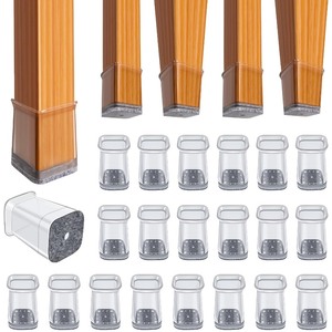 lot 6272436 image: BUMACO Chair Leg Floor Protectors Square Chair Leg Protectors for Hardwood Floors Silicone Pads Covers to Protect Floors(Clear-20 Pcs, Square XS (0.5-0.75))