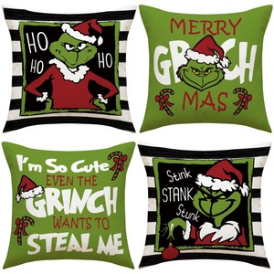 lot 6272450 image: SEPZFTT Christmas Pillow Covers 18x18 Set of 4 Christmas Throw Pillows Covers Farmhouse for Christmas Decorations Throw Cushion Case for Home Couch