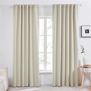 lot 6272454 image: Deconovo Back Tab and Rod Pocket Blackout Curtains - (52W x 84L Inch, 2 Panels Panels, Light Beige) Solid Thermal Insulated Blackout Curtains for Living Room