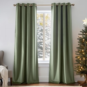 lot 6272458 image: Lazzzy Blackout Velvet Curtains Green Thermal Insulated Curtains 108 inch Extra Long Drapes for Bedroom Living Room Darkening Window Treatments Grommet Living Room Curtains Set of 2 Panels Sage Green