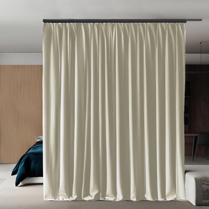 lot 6272461 image: Phating Room Divider Curtains, Blackout Ceiling Track Curtains with Hook,Extra Wide Theater Curtains Perfect for Living Room and Bedroom (1Panel, Beige, W15ft x H9ft) - Retail $88.18