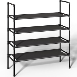 lot 6272475 image: Sakugi Shoe Rack with Non-Woven Fabric - XX-Large Shoe Organizer, 4-Tier Shoe Storage Rack, Sturdy Shoe Rack for Closet, Garage & Corridor, Stackable Shoe Rack for Entryway, Black