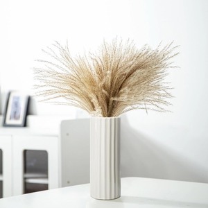 lot 6272481 image: GeLive 7 Inch White Ceramic Vase, Minimalism Floral Vase, Glazed Ribbed Vase Home Decor Centerpiece Vase for Fresh Bud Artificial Dried Flowers