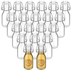 lot 6272489 image: Queekay 20 PCS Mini Flip Top Glass Bottle with Stoppers Decorative Swing Top Bottles Small Glass Bottles with Lids Kraft Adhesive Round Stickers for Wedding Themed Party Favors(4.05 oz