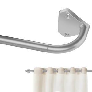 lot 6272497 image: GXOACKJ Silver Wrap Around Curtain Rods for Windows 28 to 48 inch, 58 inch Industrial Telescoping Curtain Rod, Blackout Curtain Rods for Bedroom & Outdoor, Adjustable from 30 to 48 Inches