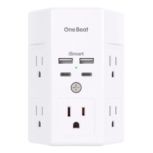 lot 6272499 image: Multi Plug Outlet, Surge Protector, 5 Outlet Extender with 4 USB Charging Ports (2 USB C), USB C Wall Charger, 3-Sided 1800J Power Strip Outlets Splitter Wall Plug Adapter Spaced for Dorm Home Office