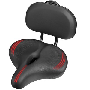 lot 6272512 image: COOLWUFAN Oversized Bike Seat with Backrest for Peloton Bike, Wide Bicycle Saddle Compatible with Peloton, Road, Exercise, Tricycle, Electric Bike