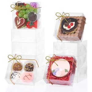 lot 6272516 image: 100pcs 4x4x2 Inch Clear Pastry Gift Boxes Bakery Boxes Cookies Boxes Soap Boxes Dount Boxes Chocolate Covered Strawberries Boxes Truffle Boxes Browine Cake Boxes Treat Boxes for Party Favors Wedding
