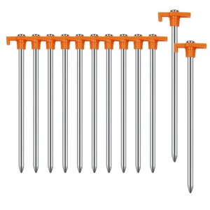 lot 6272517 image: 12PCS Tent Stakes Heavy Duty Camping Stakes,AVOFOREST 7 Inch Non-Rust Metal Tent Pegs Ground Stakes Tent Spikes Camping,Garden,Hiking Orange (Orange 12pcs)