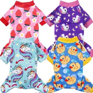 lot 6272520 image: XPUDAC 4 Piece Dog Pajamas for Small Dogs Pjs Clothes Puppy Onesies Outfits for Doggie Christmas Shirts Sleeper for Pet