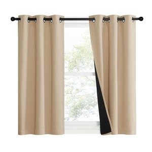 lot 6272526 image: NICETOWN Bedroom Full Blackout Curtain Panels, Set of 2 Pcs, 37 by 40-inch, Biscotti Beige, Super Thick Insulated Grommet Drapes, Double-Layer Blackout Draperies with Black Liner for Small Window