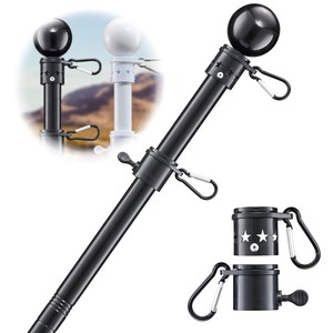 lot 6272533 image: Flag Poles for Outside House - Outdoor Flagpole Hardware Kit with Tangle Free Flag Pole Rings for 4x6 Flags,6ft Heavy Duty Metal Flagpoles Residential for House,Porch,Truck,Boat,Car - Black