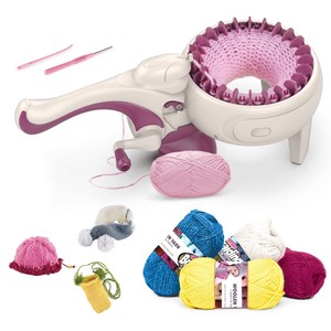 lot 6272541 image: ZILEMOPO 24 Needles Knitting Machines,Hand-Operated Knitting Loom Machine for Kids and Adults,Knitting Board Rotating Double Knit Loom Machine Kit,DIY Knit Scarf Hat Sock