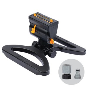 lot 6272549 image: Melnor 65131AMZ MiniMax Turbo Oscillator Sprinkler, 4000 sq. ft., 4-Way Adjustable, Quick Connect Bundle, Black, Yellow