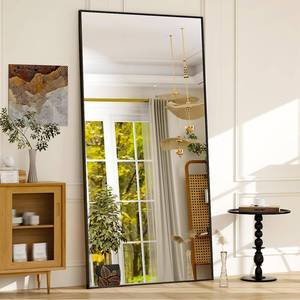 lot 42685 image: GLSLAND 71x31 Full Length Mirror Extra Large Hanging or Leaning Rectangle Mirror Aluminum Alloy Thin Frame Bedroom Floor Dressing,Black
