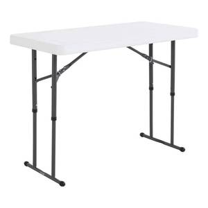 lot 42689 image: Lifetime 4 Adjustable Folding Table, White Granite, 80160 - Retail $148