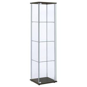 lot 42695 image: Coaster Bellatrix Modern Rectangular 4 Shelf Glass Curio Cabinet CappuccinoClear - Retail $2200