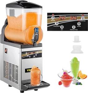 lot 42704 image: VEVOR Commercial Slushy Machine, 15Lx1 Tank Commercial Margarita Machine, 500W Stainless Steel Smoothie Frozen Drink Maker, Slushie Machine for Supermarkets Cafes Restaurants Bars Home Use - Retail $622.21