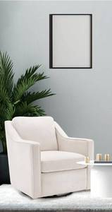 lot 42706 image: COLAMY Upholstered 360° Swivel Accent Chair with Track Arms, Thick Padded Arm Chair with Solid Metal Base, Comfortable Mid-Century Sofa Chair Modern Reading Chair for Living Room and Bedroom, Beige-Retail-$259.99