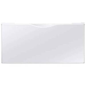 lot 42716 image: SAMSUNG 27-Inch Washer Dryer Pedestal Stand w Pull Out Laundry Storage Drawer, Stainless Steel, WE402NWA3, White - Retail $242.39