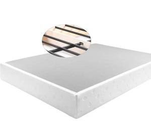 lot 42730 image: Panana 9 Inch Metal Box Spring Bed BaseHeavy Duty Steel with Fabric CoverMattress FoundationWooden Frame Easy Assembly,Full,White