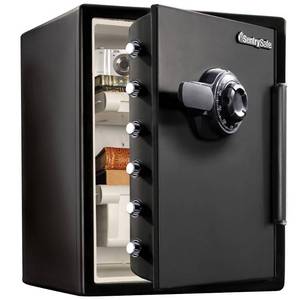 lot 42735 image: SentrySafe Black Fireproof Waterproof Floor Safe with Dial Combination Lock for Home or Office, 2.05 Cubic Feet, SFW205CWB - Retail $397.28