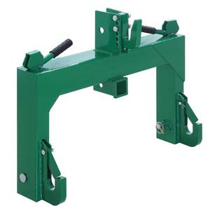 lot 42745 image: GARVEE 3 Point Quick Hitch Category 1, 3000 LBS Lifting Capacity Tractor Quick Hitch, 27.5 Between Lower Arms, 14.5 17.5 Level Adjustment, Quick Hitch Adaptor to Category 1 and 2 Tractors (Green) - Retail $170.91