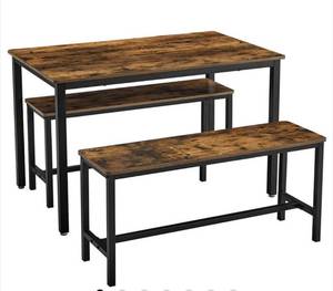 lot 42750 image: Dining Table with 2 Benches