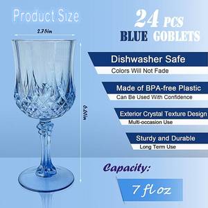 lot 58782 image: Veiuwa Plastic Blue Wine Glasses��Plastic Cordial Glasses��Plastic Goblets��Blue Plastic Goblets��Plastic Wine Glasses��Can be Used for Weddings, Everyday Fun Parties and More