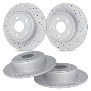 lot 58788 image: R1 Concepts Front Rear Brake Rotor Kit Brake Rotors Brake Disc Drilled and Slottedfits 2002-2018 Chrysler Aspen Dodge Durango, Ram 1500 Ram 1500 - Retail $346.76