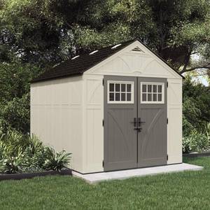 lot 58799 image: Suncast Metal and Resin Storage Shed Vanilla 8ft x 10ft 547 Cu. ft. coverage area - Retail $2498
