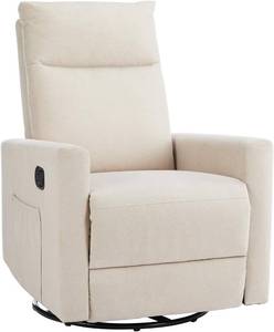 lot 42715 image: Swivel Recliner Chair, Glider Rocker Recliner Nursery Massage Chair with Extra Large Footrest, High Back, Upholstered Deep Seat for Living Room Office,Beige-Retail-$289.99