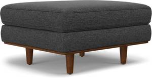 lot 42733 image: SIMPLIHOME Morrison 33 Inch Wide Mid-Century Modern Ottoman in Charcoal Grey Woven-Blend Fabric, For the Living Room, Entryway and Family Room-Retail-$279.99