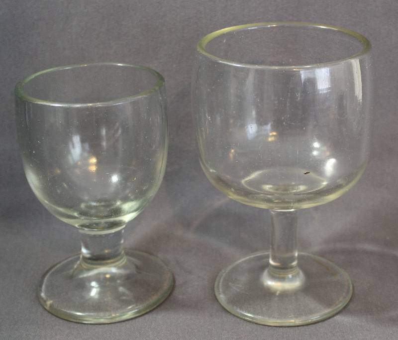 lot 9766 image: Set of Two Clear Glass Goblets. Heavy