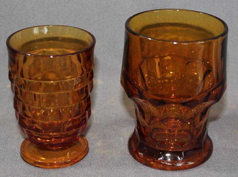 lot 9774 image: Dark Amber Glass Tumblers, Set of 2.