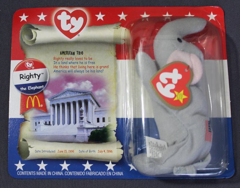 lot 9790 image: 2000 McDonalds Happy Meal Toys � American Trio RIGHTY Teenie Beanie�