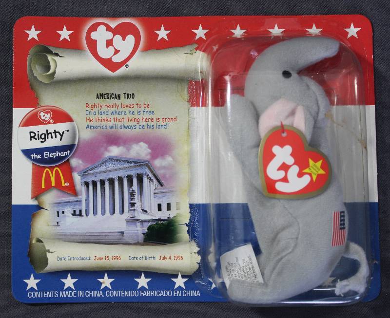 lot 9789 image: 2000 McDonalds Happy Meal Toys � American Trio RIGHTY Teenie Beanie�