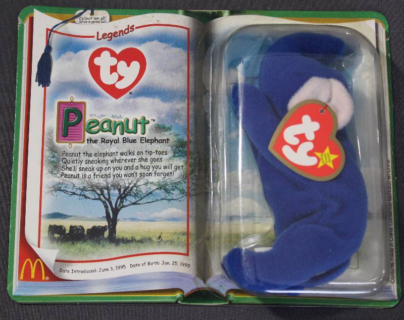 lot 9794 image: 2000 McDonalds Happy Meal Toys � Legends PEANUT Teenie Beanie. Original Pkg