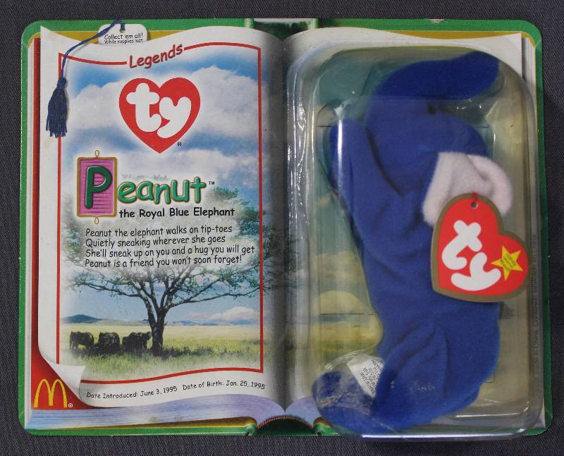 lot 9795 image: 2000 McDonalds Happy Meal Toys � Legends PEANUT Teenie Beanie. Original Pkg
