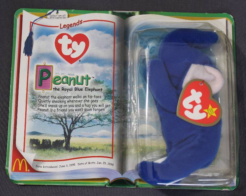lot 9800 image: 2000 McDonalds Happy Meal Toys � Legends PEANUT Teenie Beanie. Original Pkg