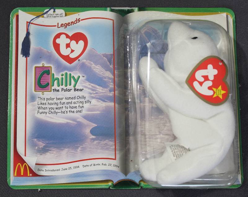 lot 9801 image: 2000 McDonalds Happy Meal Toys � Legends CHILLY Teenie Beanie. Original Pkg